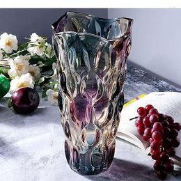 Vases Colour Relief Glass Vase Creative Hydroponic Flower Pots Desk Decoration Artificial Decorative Floral Arrangement