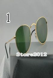 sell Round Metal Mens Womens Sunglasses Eyewear Sun Glasses Designer Brand Gold Green 50mm Glass Lenses Excellent Quality with1948899