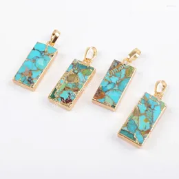 Pendant Necklaces Delicate Square Cut Turquoise Natural Semi-Precious Stone Charm Necklace Jewellery Accessories For Women Valentine's Day