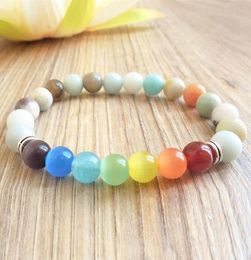 MG0787 New Design Cats Eye Stone 7 Chakra Bracelet Natural Amazonite Energy Protection Bracelet Spiritual Meditation Jewelry3544081