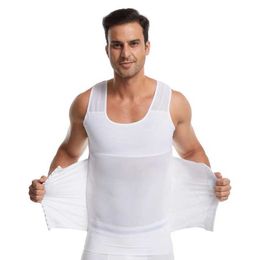 Waist Tummy Shaper Mens high elasticity three row hook waist mens breathable mesh shaping abdominal control weight loss vest Q240430