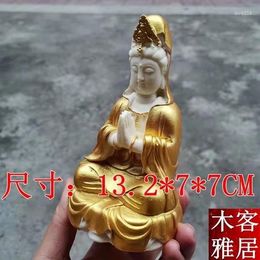 Decorative Figurines Ivory Fruit Car Ornaments Sitting Meditation Guanyin Figure Buddha Recruit Financial Security Flat Installation