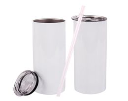 20oz Straight Blanks Sublimation Tumbler Coffee Mug Stainless Steel Double Wall Vacuum Insulated with Lid and Straw2480756