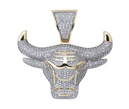 TOPGRILLZ Bull Demon King Gold Silver Chain Iced Out CZ Pendant Necklace Men With Tennis Chain Hip HopPunk Fashion Jewelry2887827