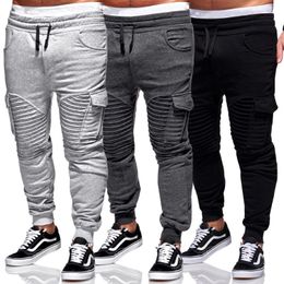 Mens Pants Harem Joggers Sweat Elastic String Cuff Drop Crotch Biker Trousers For Men 5 Colour S-3XL Size 289T