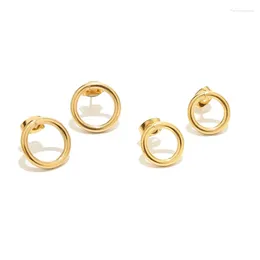 Hoop Earrings 10pcs/lot Golden/steel Color Minimalist Geometric Stud Round Earring Set Circle Hexagon For Women 12MM/14MM