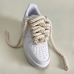 8mm Renkli Tıknaz Halat Showelace Kalın Pamuk Örgü Sneaker Schovelaces Yuvarlak Ayakkabı Dantons Aksesuarları 120cm uzunluk