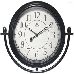 Wall Clocks 17"x20" Round Finial Clock Black Analogue Indoor Quartz Movement Plastic Case 1 Battery Not Included 17"H 20"W 2"D