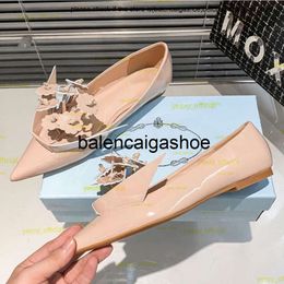 pradshoes Origami Beige Prades Flower Nude Black Pumps Sandal Pointed Toe Flat Shoes Early Low Heel Ballet Flats Ballerina Slip-on Women Triangle Designer Dress