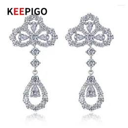Dangle Earrings KEEPIGO S925 Sterling Silver Crown Engagement High Carbon Diamond Rings For Women Sparkling Wedding Fine Jewelry Valentine