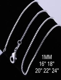 Chains 40cm60cm Thin Real 925 Sterling Silver Fine Box Necklace Women039s Girls Children039s 1624 Inch Jewellery Lovely Gift3143187