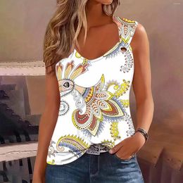 Women's Tanks Fashion Floral Print Sleeveless T Shirt Women 2024 Summer Casual Sexy Tank Tops Woman T-Shirt Top Loose Suspender Vest