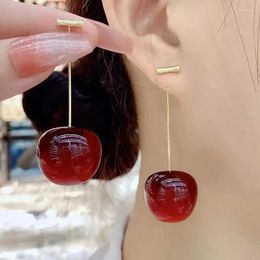 Dangle Earrings Small Fresh Sweet Red Cherry Cherries Pendant For Women Fruit Stainless Steel Earring Charm Jewellery