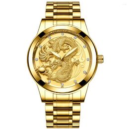 Wristwatches 2024 Top Luxury Gold Steel Bracelet Male Clock Golden Quartz Watch For Men Watches Relogio Masculino
