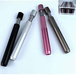 Portable Metal One Hitter Metal One Hitter Bat w Spring 78MM Aluminum Smoking Herb Pipe Cigarette Dugout Pipes Tobacco Herb Pipe A3953612