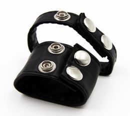 Leather Ball Stretcher CBT Weigth Balls Two Buttons Penis Rings Sex Toy For Men Fetish Fantasy Gear1447287