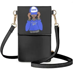 Evening Bags FORUDESIGNS Zeta Phi Beta Cartoon Girl Phone Bag Flip Fashion Leather Shoulder Storage Makeup Pouch Convenient For Shopping