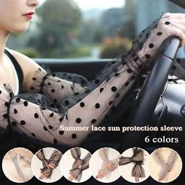 Sleevelet Arm Sleeves Sunscreen sleeve protection solar arm cover womens mesh outdoor summer lace dot heart driving gloves Q240430