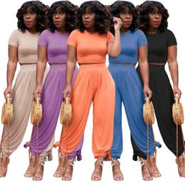 Womens Wide Leg Pants Suits Short Sleeve Tshirts Fashion Two Piece Sports Tracksuits Casual Summer And Autumn Clothing SXXL5800990