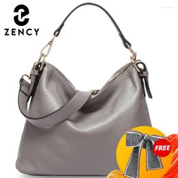 Drawstring Zency Fashion Women Shoulder Bag Genuine Leather Handbag Female Hobo Crossbody Purse Lady Casual Tote