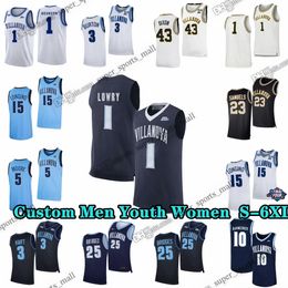 NCAA Custom S-6XL College Basketball 10 Donte Divincenzo 1 Jalen Brunson Villanova Wildcats 1 Kyle Lowry 25 Mikal Bridges 3 Josh Hart 43 Eric Dixon Jerseys