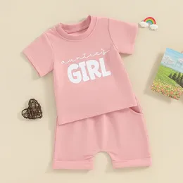 Clothing Sets Fhutpw Toddler Baby Girl Outfits Short Sleeve Letters T-shirt Tops Shorts Summer Clothes 3 6 12 18 Months
