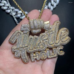 Chains Iced Out Bling Micro Pave 5A Cubic Zirconia CZ Jewellery Punk Cool Hand Catch Money Hustle Holic Hip Hop Pendant Necklace For Men