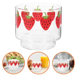 Dinnerware Sets Glass Strawberries Mug Coffee Cup Latte Strawberry Pattern Clear Mugs Glassware