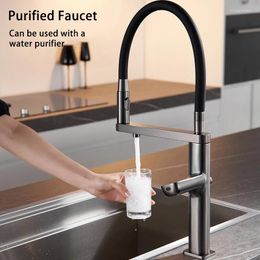 Kitchen Faucets Sink Faucet Cold With Purifier Drinking Water Bowl Tap LED Temperature Digital Touch Sensor Watering Mixer