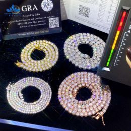 Hot Selling 3mm/4mm/5mm Moissanite Tennis Bracelet Necklace Vvs Moissanite Diamond Jewelry Sier Tennis Chain