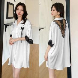 Women's Sleepwear Nightgown Summer With Pocket Nightdress Female Nightwear Intimate Lingerie Casual Home Gown Rayon Homewear