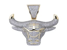 TOPGRILLZ Bull Demon King Gold Silver Chain Iced Out CZ Pendant Necklace Men With Tennis Chain Hip HopPunk Fashion Jewelry5053980