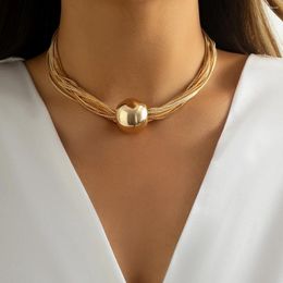 Choker Thick Chains With Big Ball Short Necklace For Women Trendy Chunky Collar On Neck 2024 Fashion Jewelry Accessories Female