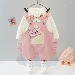 Clothing Sets Babi Girls Gallus 2024 Fashion Style Cotton Materail Long Sleeve From 1 To 5 Years Child Kids Costum Infant Sport Bear