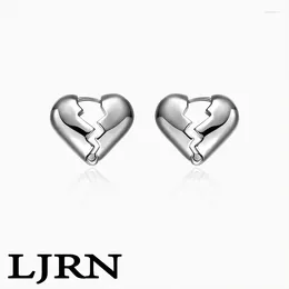 Stud Earrings 2024 Metal Geometric Stereoscopic Broken Heart Love Simple Vintage Retro Ear Wear LJRN For Women Party Jewellery