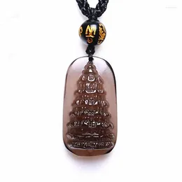 Pendant Necklaces Wholesale Colour Natural Obsidian Stone Necklace Wenchang Tower Pendants For Student Sweater Chain Fashion Jewellery