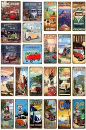 Travel City Hawaii Cuba India Beach Metal Plate Bus Car Campervan Vintage Tin Signs Pub Bar Garage Home Decoration Metal Poster2611788311