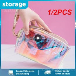 Storage Bags 1/2PCS Waterproof Clear TPU Holographic Bikini Swimsuit Swimwear Bag Lady Cosmetic Makeup Female