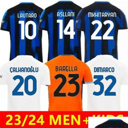 Soccer Jerseys Inter 23 24 Maglia Milano Lautaro Skriniar Barella Football Shirts Kids Kit 2023 2024 Bastoni Gosens Dzeko Brozovic De Otr8Y