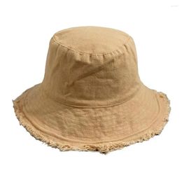 Berets Basin Hat Stylish Couple Bucket Hats For Sun Protection Outdoor Adventures Ripped Edge Design Double-sided Wear Hiking