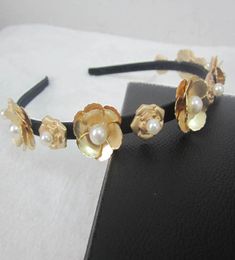 Fashion Brand Metal flower hairbands hair Jewellery Women pearl headbands Wedding hair accessories Bridal head Jewellery Gold headband1826949