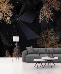 3D Largescale Wallpaper Mural Nordic Modern Minimalist Abstract Geometric Golden Leaf Triangle Luxury Decor Background Wall7370578