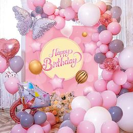 Party Decoration Pink Macaron Metal Balloon Garland Arch Wedding Supplies Birthday Decortions Kids Foil Baby Shower Decor