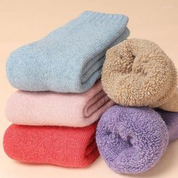 Women Socks Plus Wool Thickened Fleece Cashmere For Solid Fashion Design Mid Tube Ladies Breathable Keep Warm