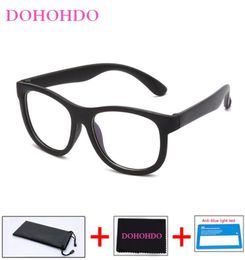 DOHOHDO Blue Light Blocking Glass Flexible Safe Eyeglasses Girls Boys Plain Mirror Antiblue Light Silicone Goggles UV4009755329