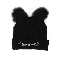 Warm Winter Hat Fashion Lovely Cat Ear Hat For Women Ins Harajuku Knitted Hats Skullies Female Beanies Bonnet Faux Mink3871073