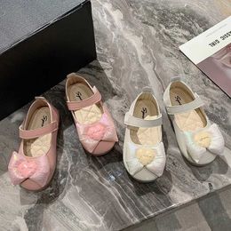 Flat shoes Children Leather Shoes Cute Bow Princess Flats Fashion Shallow Mary Janes Comfort Soft Sole Girls Party Dress Single H240504