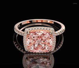 OEVAS Luxury 100 925 Sterling Silver Created Moissanite Morganite Gemstone Wedding Engagement Ring Fine Jewellery Whole16198339