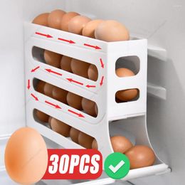 Kitchen Storage Automatic Scrolling Egg Rack Holder Box Basket Food Containers Case 4Layer Refrigerator Organiser