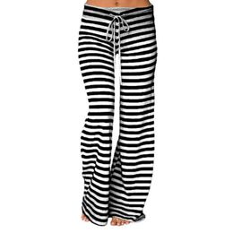 Stripe Wide Leg Yoga Pants Plus Size Women Loose Pants Long Trousers for Yoga Dance S M L XL XXL 3XL Soft Cotton Home 239I